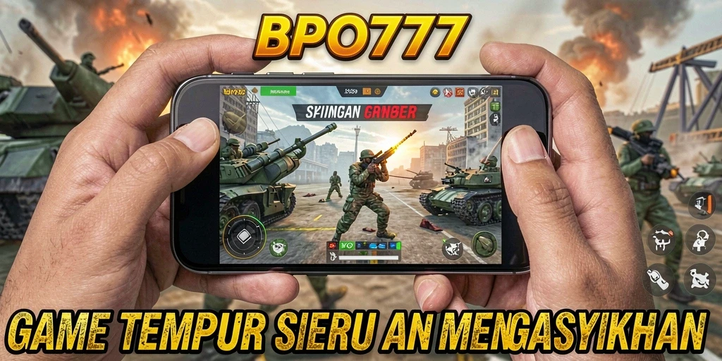 Screenshot gameplay BPO777 dengan aksi tempur seru di medan perang.