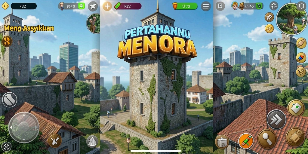 Tampilan gameplay menegangkan dari F32 dalam aksi Tower Defense.