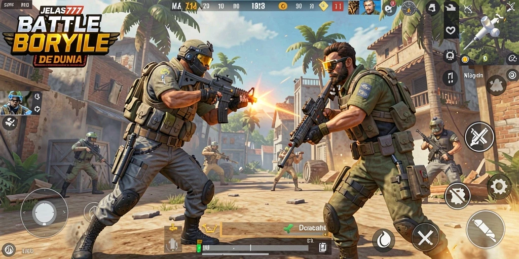 Screenshot JELAS777 menampilkan aksi intense pemain dalam pertempuran Battle Royale.