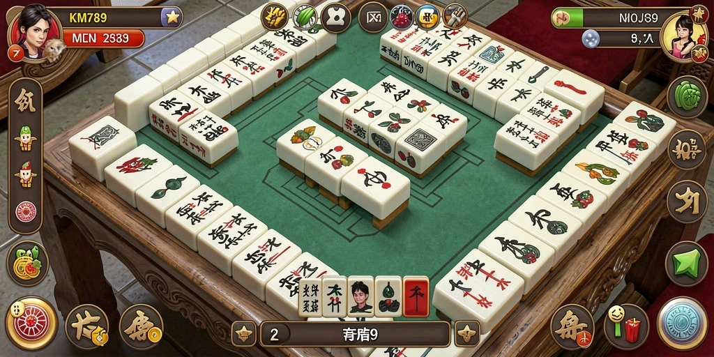Screenshot KM789 menampilkan gameplay Mahjong yang menarik dan penuh warna.