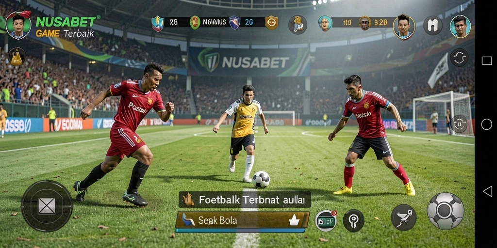 Tampilan gameplay NUSABET yang mendebarkan dan realistis dalam pertandingan sepak bola.