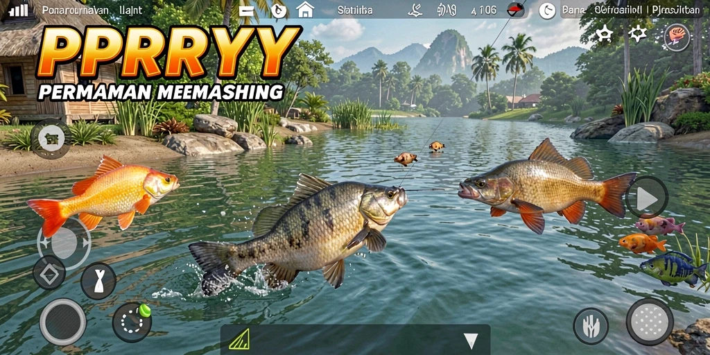 Screenshot gameplay PPRRYY dengan aksi memancing yang seru.