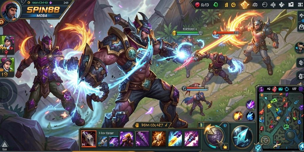Tampilan gameplay MOBA di SPIN88 yang mendebarkan.